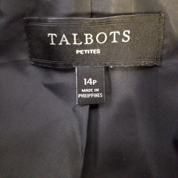 Talbots Zip Up Textured Blazer Peter Pan Collar Black 14P - Picture 6 of 7